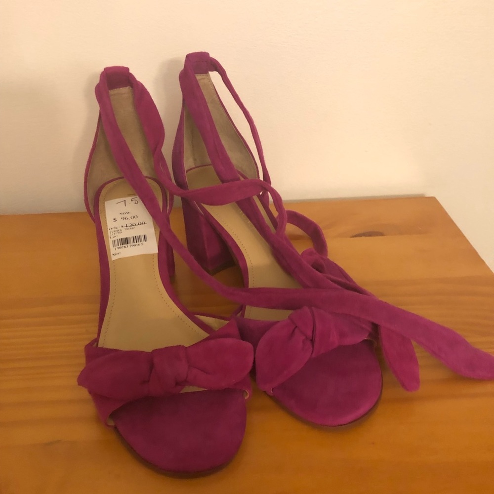 Ivanka Trump Ezra Suede Ankle Tie Mid Block Heel